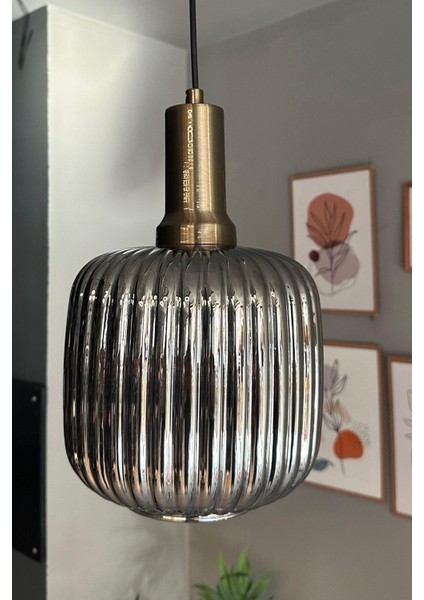 Cam Füme Tekli Sarkıt Avize, Gold Fener Tasarımı, Retro Salon ve Restoran Aydınlatması fiyatları