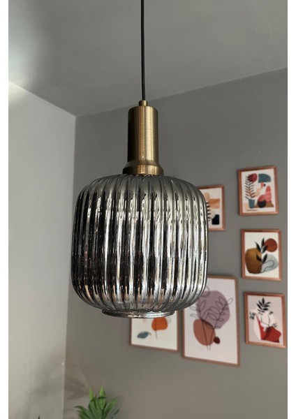 Cam Füme Tekli Sarkıt Avize, Gold Fener Tasarımı, Retro Salon ve Restoran Aydınlatması fırsatları