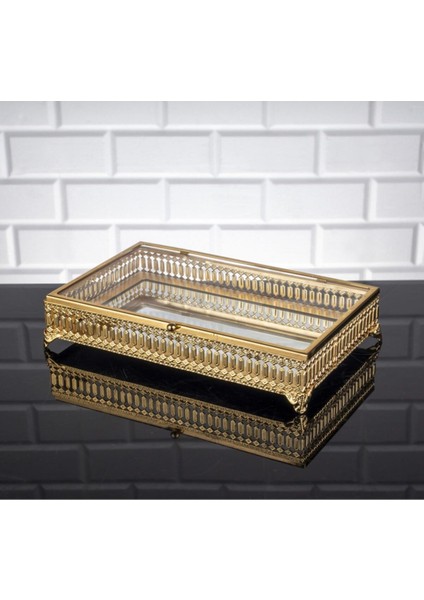 Inci Dikdörtgen Orta Boy Sunumluk Cam Kapaklı Takı ve Çikolata Kutusu fiyatları