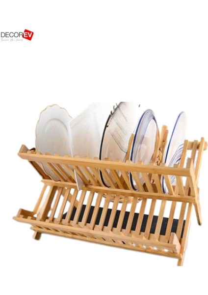 Bambu Ahşap 2 Katlı Büyük Boy Tabaklık, Katlanabilir, 47X32 Cm, Şık ve Işlevsel fiyatları