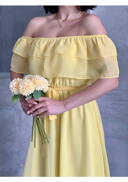 Şifon Astarlı Madonna Yaka Elbise indirimleri