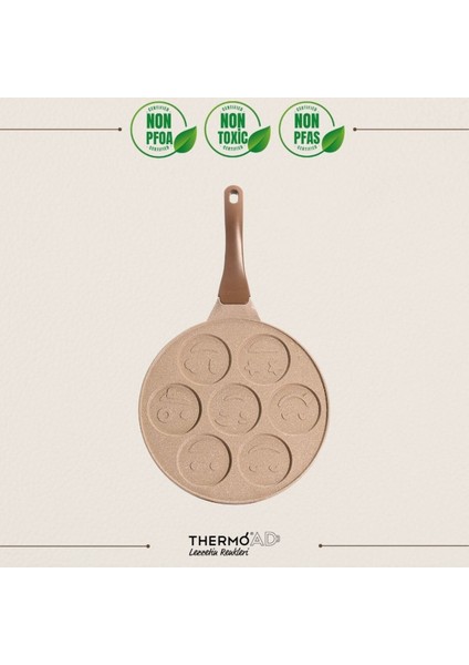 Renkli 28CM Pankek Tavası Emojili Vizon | Keyifli Kahvaltılar Için