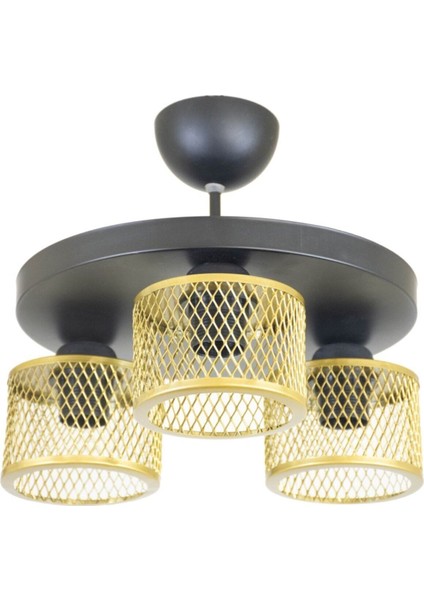 Modern Üçlü Kafes Tasarımlı Şık Plafonyer Avize, Evinizde Şıklık ve Işıltı Sağlar