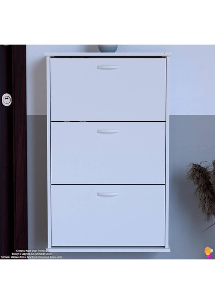 VARBİ Asma Antre 72 x115x26 cm’lik 3 Düşer Kapak 6 Göz Bölmeli Ayakkabılık fırsatları