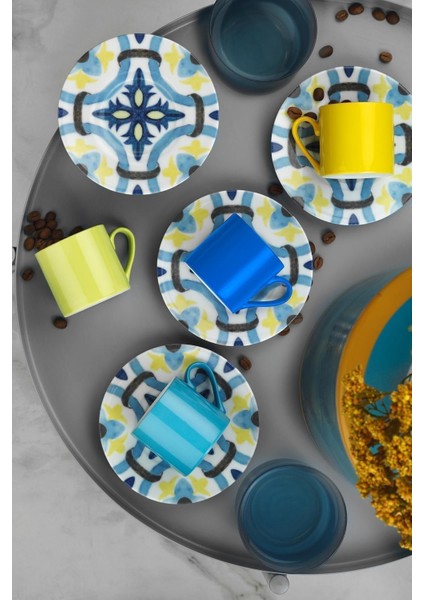 Rüya 8 Parça 4 Kişilik Renkli Kahve Fincan Takımı fiyatları