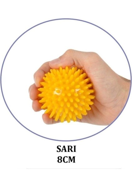 Yumuşak Dikenli Top, Masaj ve Duyu, Sarı, 8 Cm, Renkli, Keyifli Dokunuş