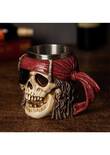 Siyah Paslanmaz Çelik Kupa Bardak, Karayip Korsanları Temalı, Şık ve Dayanıklı