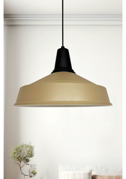 Şık Bej ve Siyah Metal Sarkıt Avize, Retro Tasarım, Modern ve Estetik Aydınlatma