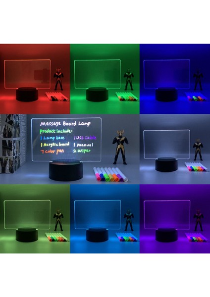Renkli LED Işıklı Silinen Not Panosu, Sevgililer Günü Hediye, Kalemli, Eğlenceli