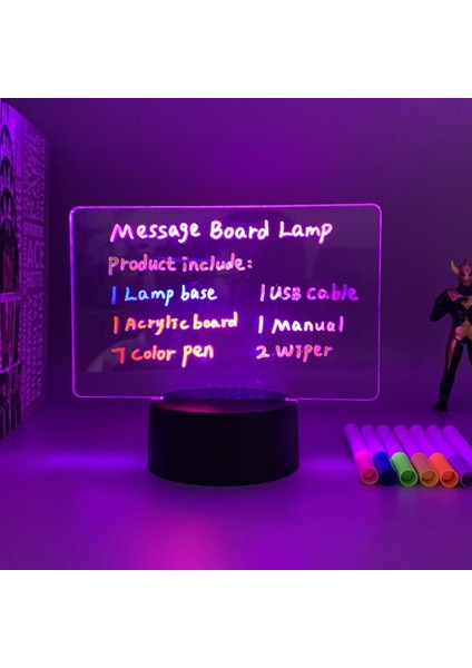 Renkli LED Işıklı Silinen Not Panosu, Sevgililer Günü Hediye, Kalemli, Eğlenceli fiyatları