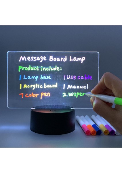 Renkli LED Işıklı Silinen Not Panosu, Sevgililer Günü Hediye, Kalemli, Eğlenceli