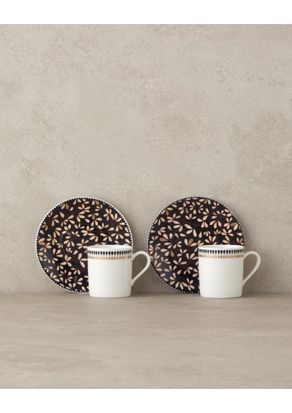Şık Siyah Porselen 4’lü Kahve Fincan Takımı, 80 Ml, 2 Kişilik fiyatları