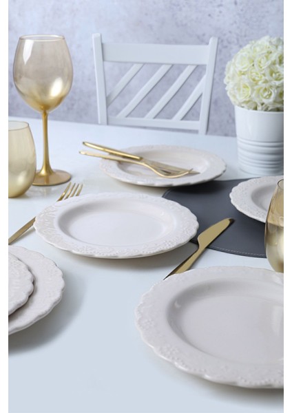 Bej Krem Pasta Tabağı 21 Cm, 6'lı Set, Şık ve Kullanışlı Ev ve Davet Ürünleri fiyatları