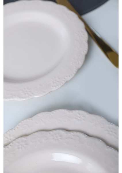 Bej Krem Pasta Tabağı 21 Cm, 6'lı Set, Şık ve Kullanışlı Ev ve Davet Ürünleri fırsatları