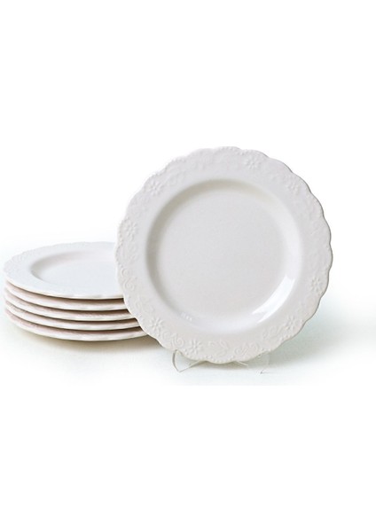 Bej Krem Pasta Tabağı 21 Cm, 6'lı Set, Şık ve Kullanışlı Ev ve Davet Ürünleri