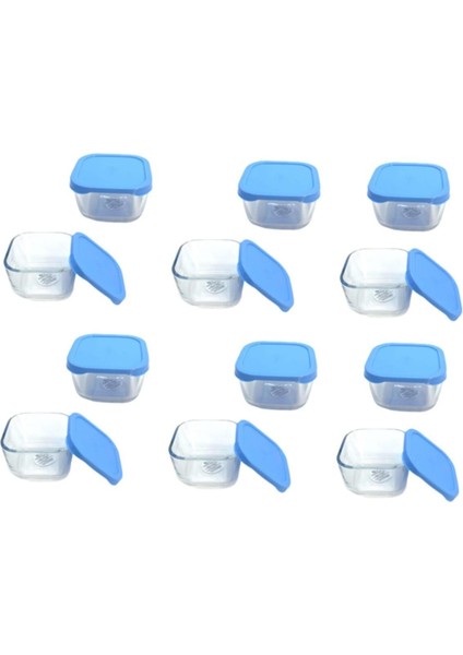12 Parça Kapaklı Cam Saklama Kabı, Beyaz, Dayanıklı ve Şık Tasarım