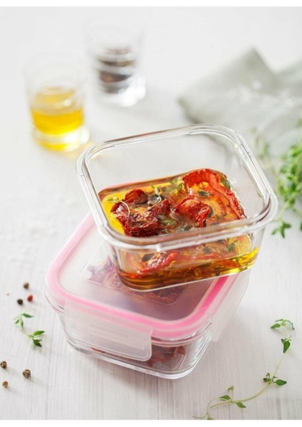 4'lü Cam Saklama Kabı Seti, 720CC, Kilitli, Beyaz, Dayanıklı ve Şık Tasarım