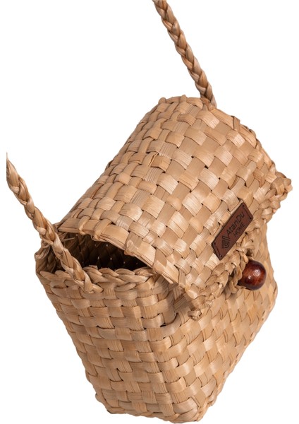 El Yapımı Doğal Hasır Kol Çantası | 15X15X9 cm | Askılı – Kadın Çanta – Bohem Tarz – Yazlık Kol Çantası