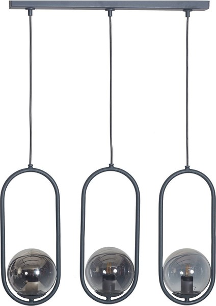 Modern 3'lü Antrasit Metal ve Füme Cam Avize, Şık ve Zarif Tasarım fiyatları