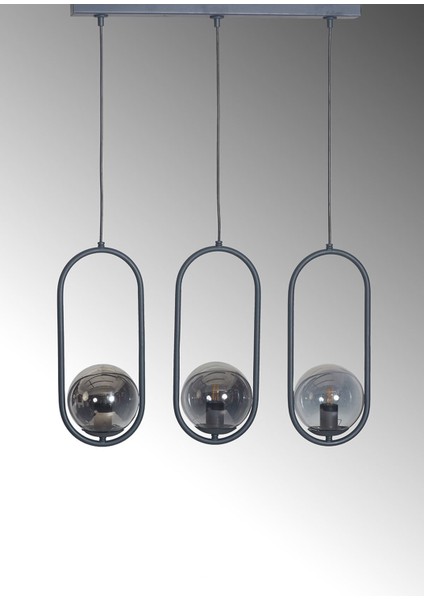 Modern 3'lü Antrasit Metal ve Füme Cam Avize, Şık ve Zarif Tasarım modelleri