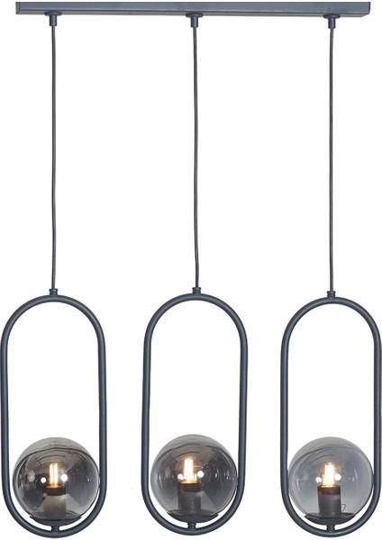 Modern 3'lü Antrasit Metal ve Füme Cam Avize, Şık ve Zarif Tasarım fırsatları