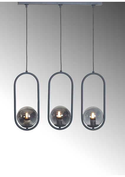 Modern 3'lü Antrasit Metal ve Füme Cam Avize, Şık ve Zarif Tasarım indirimleri