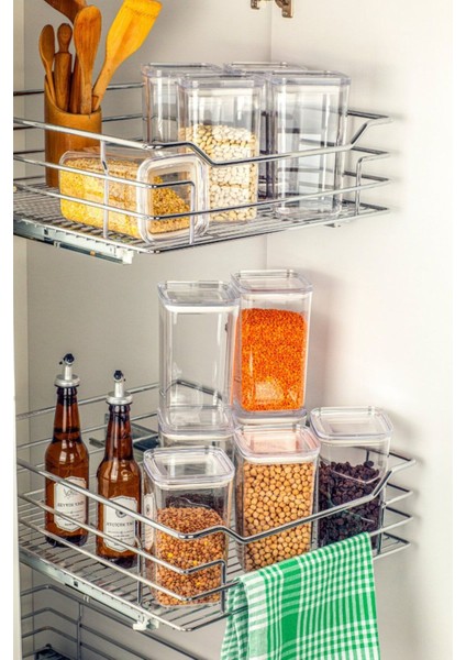 9'lu Vakumlu Şeffaf Saklama Kabı Seti, 3 Farklı Boy, Pratik ve Şık Tasarım