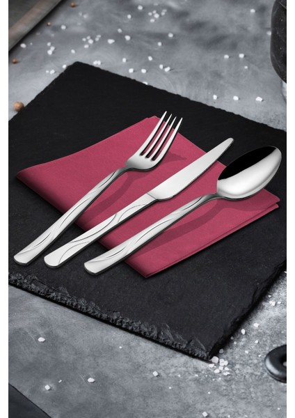 Parlak 18 Parça Çatal Kaşık Bıçak Takımı, Şık ve Şeffaf Tasarım