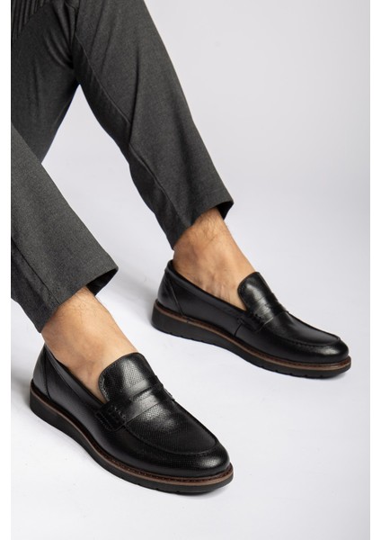 Hakiki Deri, Bağcıksız, Dikişli, Çok Şık Erkek Klasik Ayakkabı