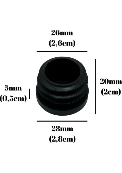 Yuvarlak Demir Profil Iç Tapa Geçme Plastik Ayak Geçme Koruma PLASTIĞI(28MM)(SİYAH) indirimleri