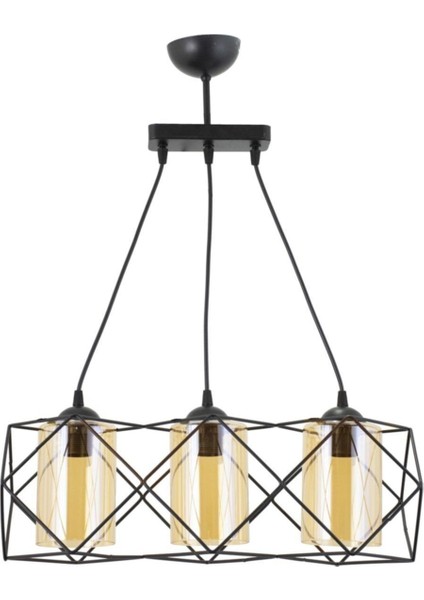 Modern Kare Geometrik Ikili Siyah Metal Sarkıt Avize, Şık ve Modern Tasarım.