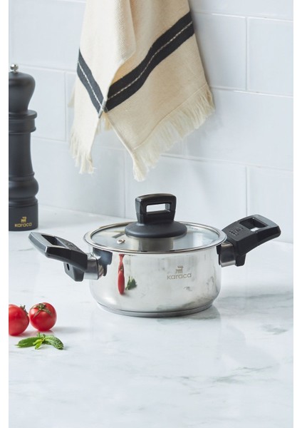 Şık Indüksiyon Tabanlı Çelik Tencere 16 cm 1,6 Lt