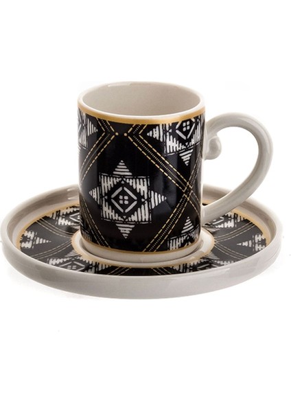 6 Kişilik Siyah Kahve Fincan Takımı, Şık ve Zarif Tasarım, Kaliteli Set