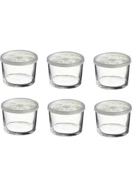 6'lı Cam Saklama Kabı Seti, Kapaklı, 220CC, Şık ve Kullanışlı Depolama Çözümü
