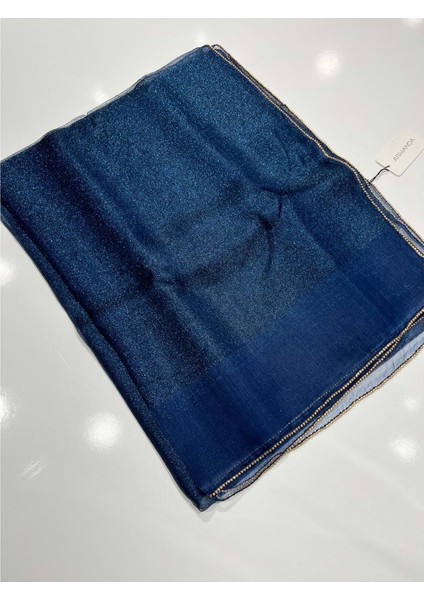 Armanda Taşlı Simli Tül Şal %30 Ipek - 10