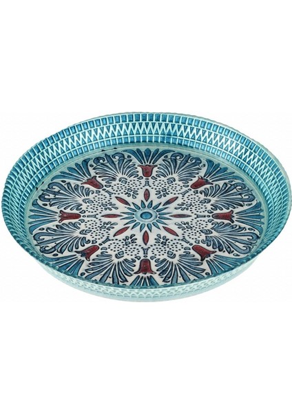 32 cm Mavi Dekoratif Tepsi, Şık ve Fonksiyonel Ev Dekorasyonu Parçası