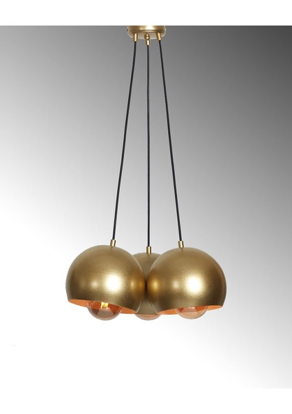 3'lü Sarı Metal Gövde Tasarım Lüx Sıralı Avize modelleri