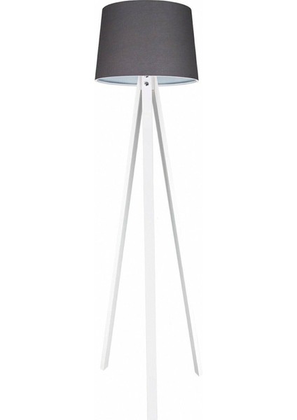 Şık Ahşap 3 Ayaklı Tripod Abajur, Konik Kumaş, Füme ve Beyaz Renklerde