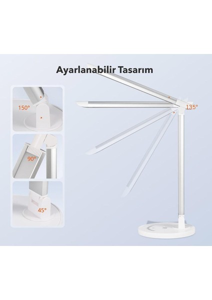 12W Akıllı Çok Renkli LED Masa Lambası, Gri, Şık ve Enerji Tasarruflu fırsatları