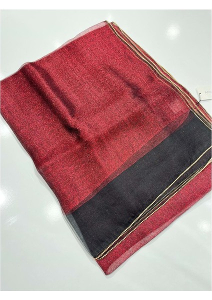 Armanda Taşlı Simli Tül Şal %30 Ipek - 6