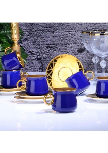6'lı 90CC Mavi Fincan Takımı, Şık ve Kullanışlı Ev Dekoru ve Mutfak Gereçleri