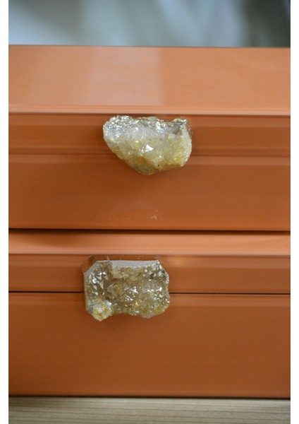 Dekoratıf Cam Kutu Doğal Taş Turuncu 12*19---16*24 modelleri