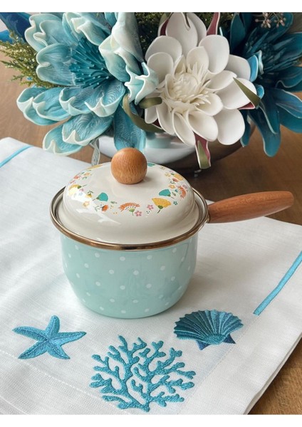 12 cm Emaye Yeşil Puantiye Sos Tavası, Şık ve Kullanışlı Mutfak Ürünü