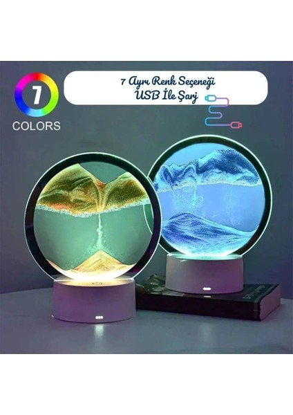 3D Hareketli Kum Saati Rgb Işıklı Gece Lambası, Gri Renkli, Şık ve Atmosfer Yaratıcı fiyatları