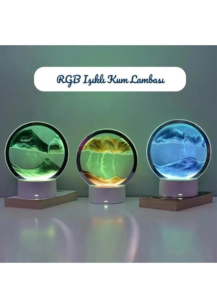 3D Hareketli Kum Saati Rgb Işıklı Gece Lambası, Gri Renkli, Şık ve Atmosfer Yaratıcı modelleri