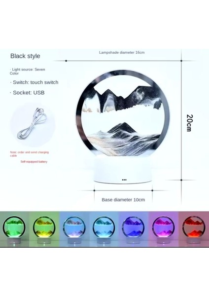 3D Hareketli Kum Saati Rgb Işıklı Gece Lambası, Gri Renkli, Şık ve Atmosfer Yaratıcı fırsatları