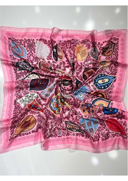 Ipekseli Pamuklu Eşarp Karışık Desen - 1