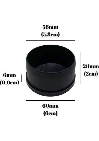 Yuvarlak Demir Profil Iç Tapa Geçme Plastik Ayak Geçme Koruma PLASTIĞI(60MM)(SİYAH) indirimleri