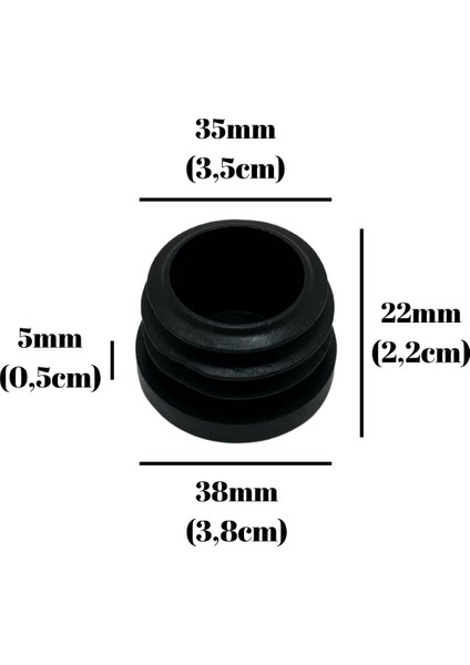 Yuvarlak Demir Profil Iç Tapa Geçme Plastik Ayak Geçme Koruma PLASTIĞI(38MM)(SİYAH) indirimleri