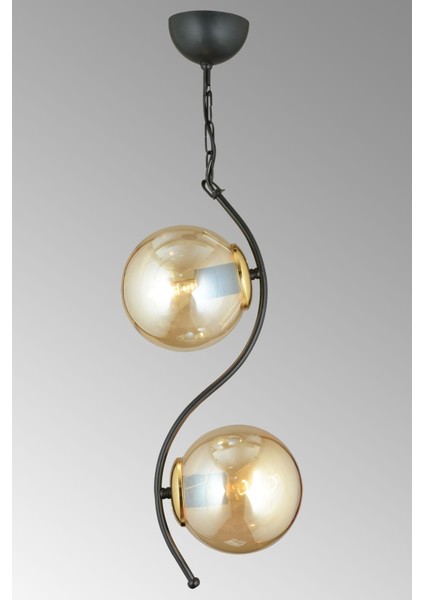 Şık 2'li Siyah Bal Glop Camlı Aşağı Bakan Lüks Avize fiyatları